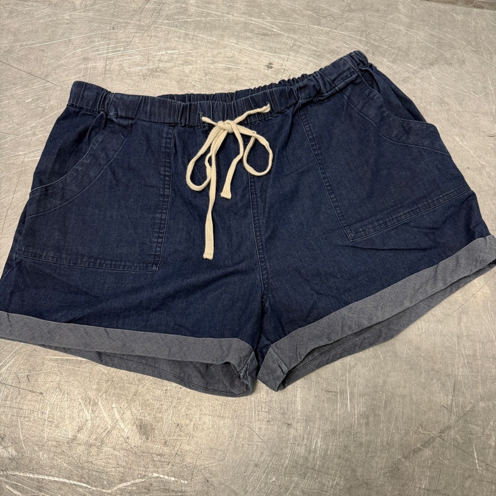 Kori America Women’s Blue Mid Rise Cotton Shorts Size Large